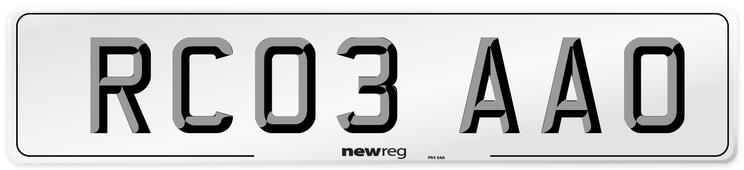 RC03 AAO Number Plate from New Reg